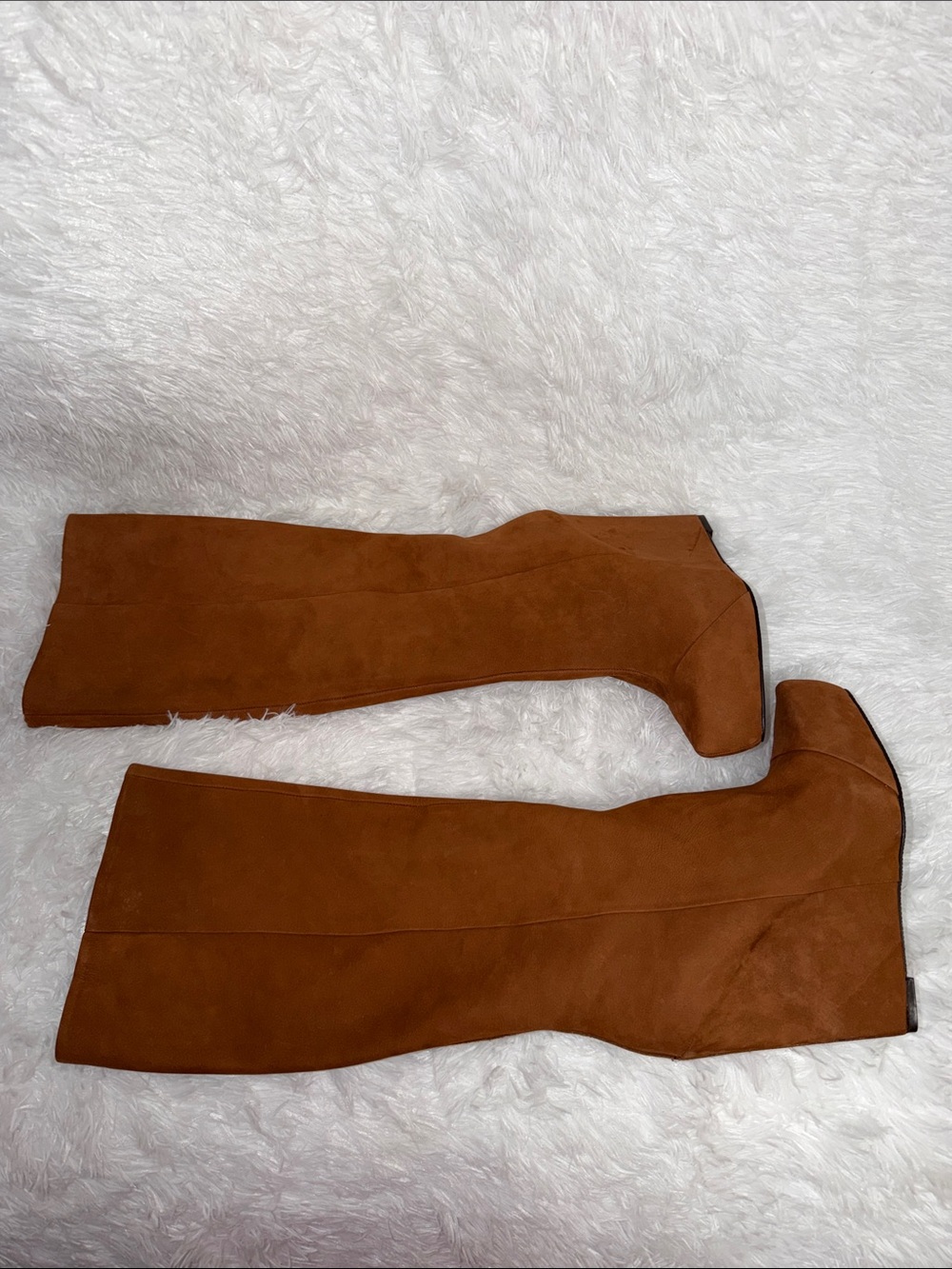 Boutique 9 Cognac Suede Tall Platform Wedge Boots Size 9 NWOT - Picture 10 of 12